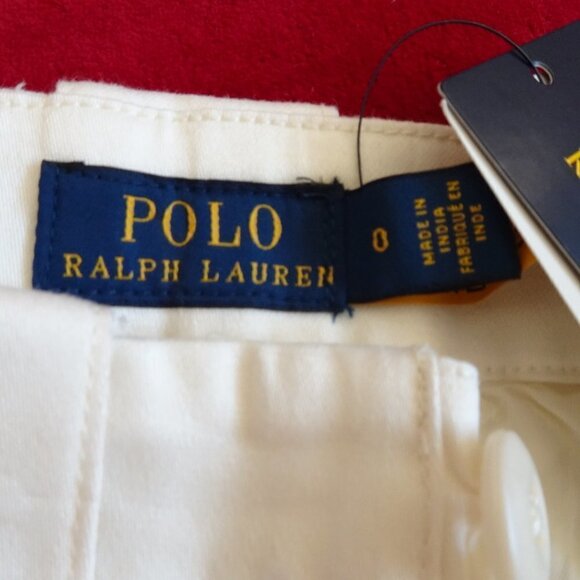 POLO RALPH LAUREN Wide Leg Pants Size 0 Ivory Cotton Blend Cargo Wear To Work - Picture 9 of 13